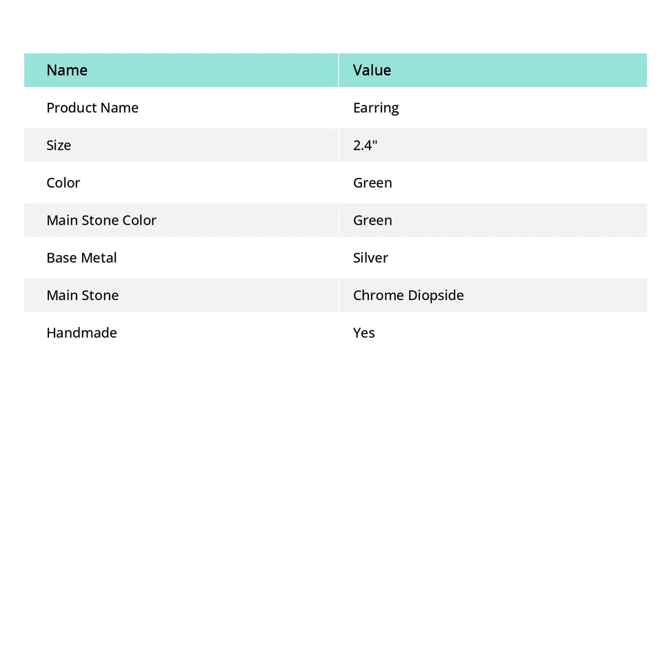 Chrome Diopside Gemstone Ethnic 925 Sterling Silver Earrings 2.2" KE468 K761 - Image 2 of 4