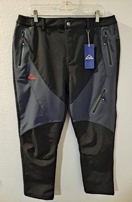 Outdoor Sports Fleece Softshell Hiking Pants Men XL Black Water Resistant NWT