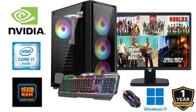 POWERRIG LABS PC Gaming i7 32GB 2TB SSD HDD Nvidia RTX 3050 Win 11 Con Monitor Tastiera Mouse