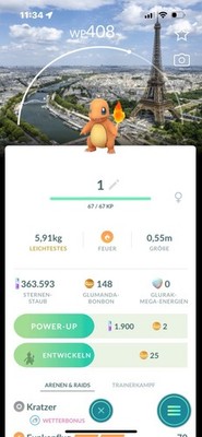 Pokémon Go Glumanda , CharmanderHintergrund .Beschreibung lesen, See Description