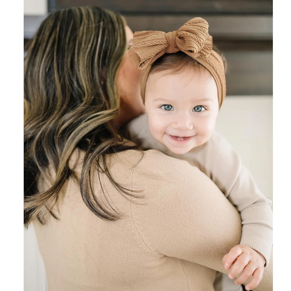 Paquete de 8 diademas de nailon suave para bebés lazos para el cabello para recién nacidos bebés niños pequeños Foto 3 de 4