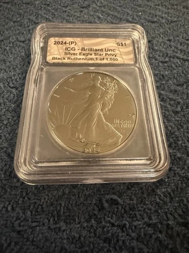 2024-P Silver Eagle Star Privy IGC Brilliant UNC Black Ruthenium 1 of 1,000