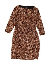 CHAPS Womens 3/4 Sleeve Bodycon Dress UK 18 XL Brown Animal Print CN04
