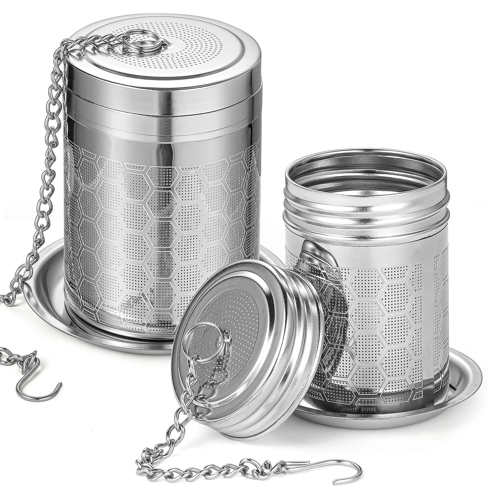 2 PCS Stainless Steel Fine Mesh Loose Leaf Tea Infuser Strainer With Lid