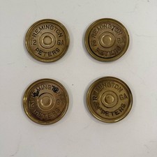 Vtg Set Of 4 Remington 12 Gauge Shotgun Shell Peters Brass Drink Table Coasters