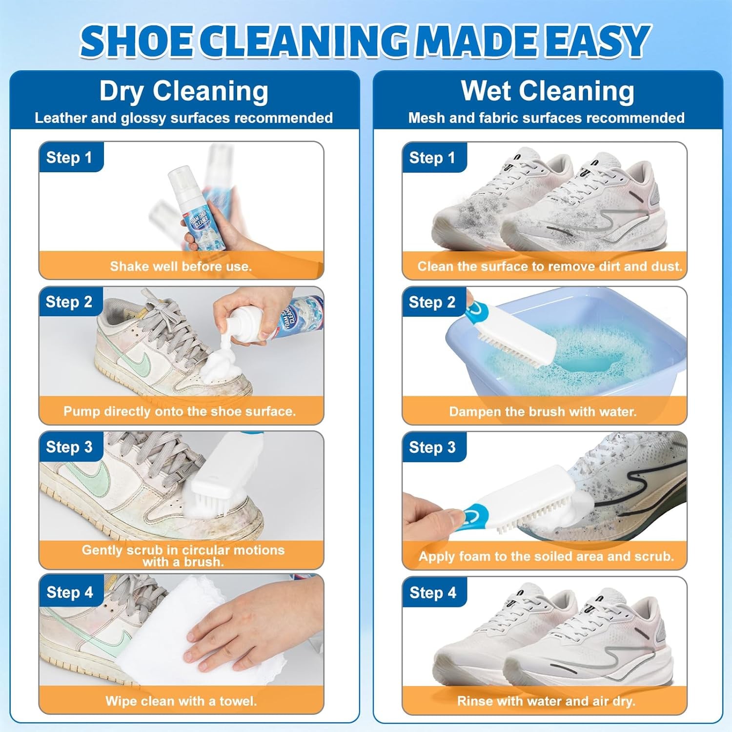 Shoe Cleaner, 6.76fl.oz Sneaker Cleaner Foam for Removing Stains and Dirt, Shoe 