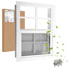JONRIOX 16" W x 16" H Shed Window,Sliding Window, Aluminum White Flush Mount ...