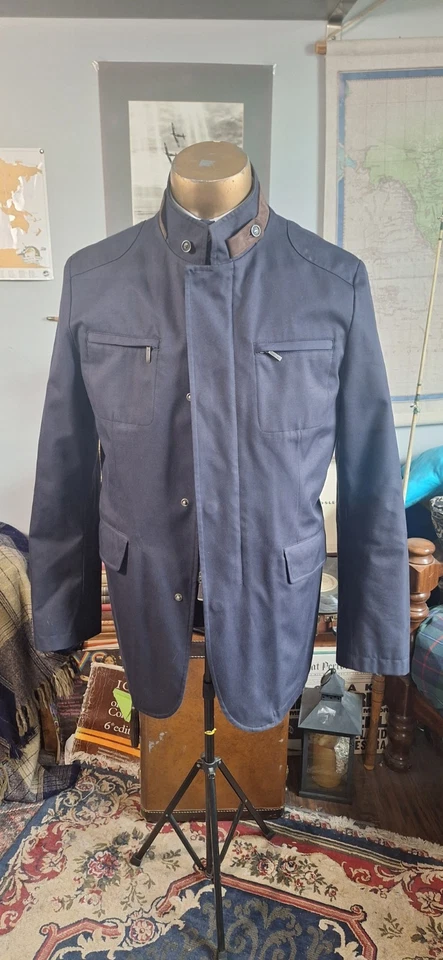 Brooks Brothers Traveler Blazer Mens Navy Zip Up Jacket Size M Silk & Cotton - Image 2 of 4