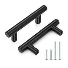 Probrico 10 Pack Flat Black Modern Cabinet Handles, Drawers T Bar, Dresser Pulls