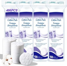 Premium Cotton Pads for Face, 400 Count Round Makeup 100 Pack of 4 