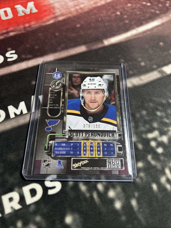 2021 Skybox Metal Universe 1997-98 Retro PMG Red /90 Scott Perunovich Rookie RC - Image 3 of 4