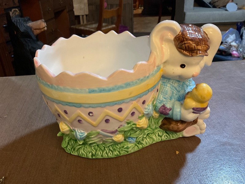 Really Nice Easter Rabbit Planter or Candy Dish