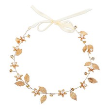 KALIONE Gold Leaf Headband Wedding Bridal Boho Hair Piece Flower Girl Headpie...