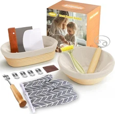Sourdough Starter Kit Banneton Bread Proofing Basket Baking Set Gift with Heat-R