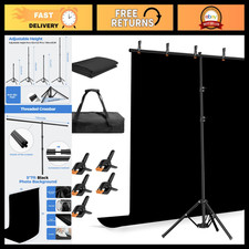 6.5x5ft Black Photo Backdrop Stand Kit - T-Shape Support for Photography Studio