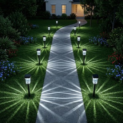 Solar Pathway Lights 12 Pack, IP55 Waterproof, 6000K LED Outdoor Lights