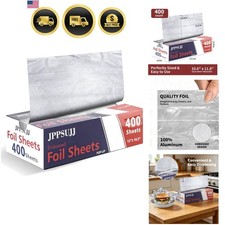 400 Count Aluminum Foil Sheets, Embossed Foil Sheets, 12" x 10.6" Heavy-Duty ...