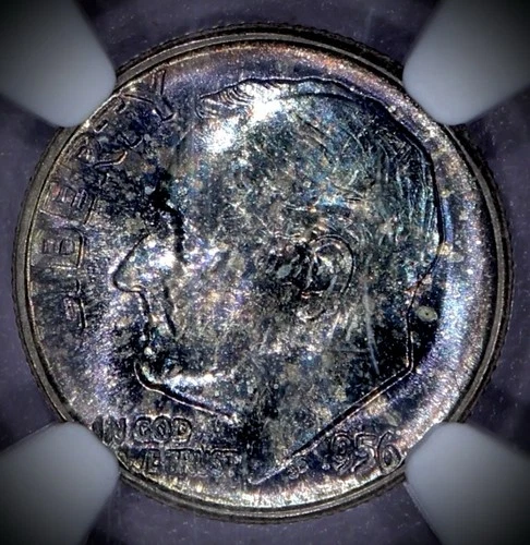 1956 ROOSEVELT SILVER DIME NGC MS66