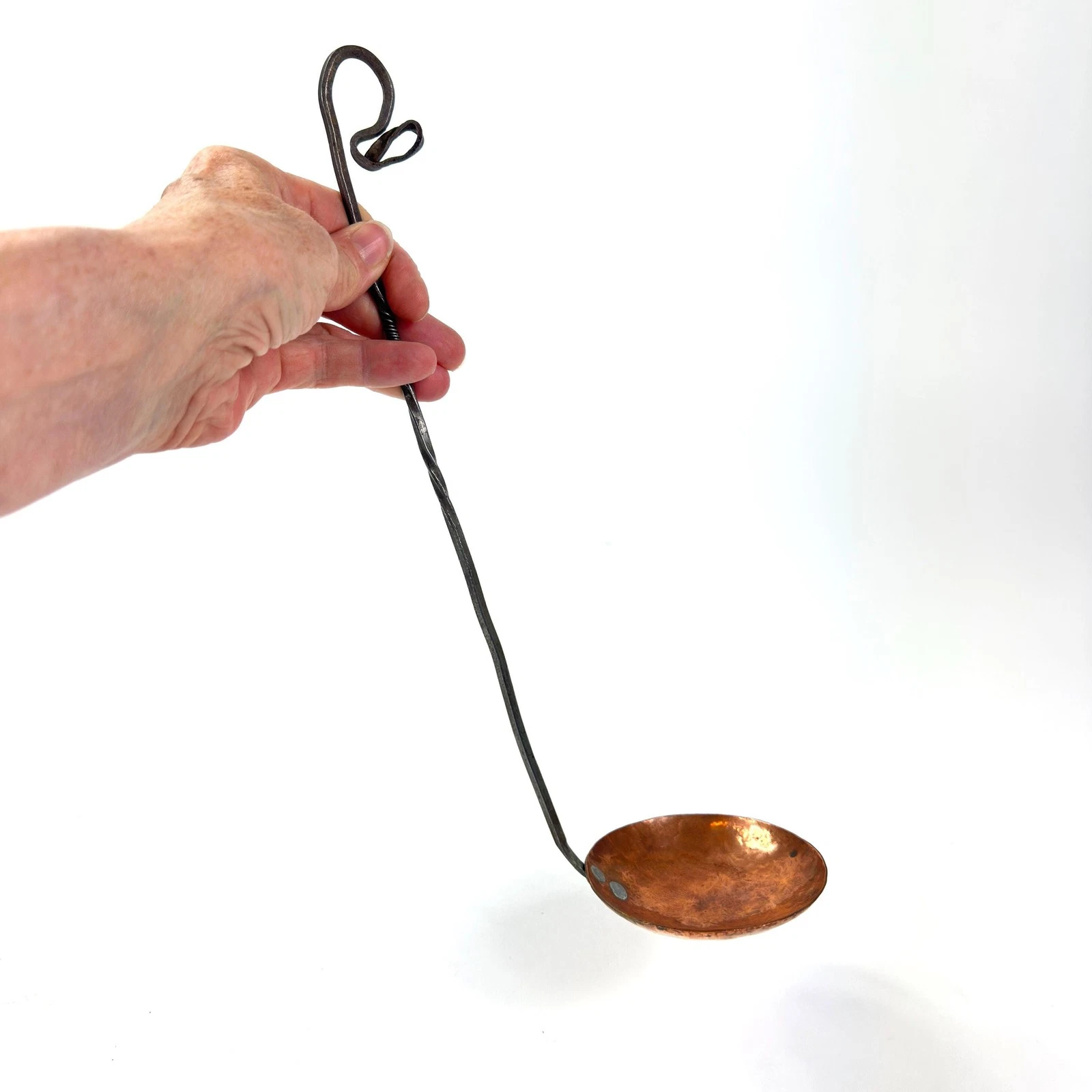 Rustic Copper Ladle - Handmade Antique Preserve Sauce Ladle with Twisted Handle