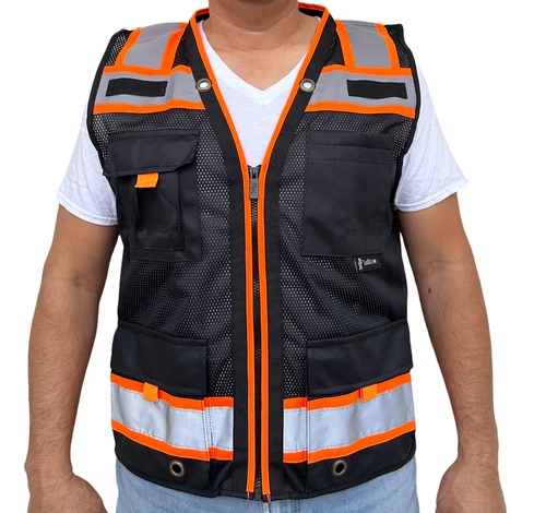 Super Duty Black Mesh High Visibility Safety Vest,  Class 3, Type R - product listing photo