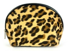Fashion EXPRESS Leopard Print Fuzzy Cosmetic/Toiletry Bag Makeup Pouch 6x4