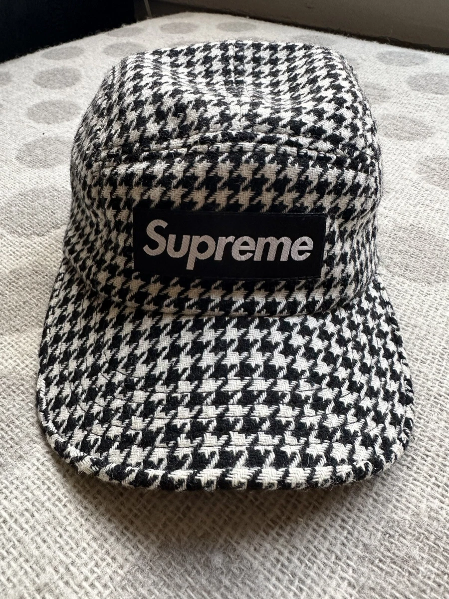 Supreme FW08 Houndstooth Wool Camp Cap Black White Rare Fcking Awesome CDG