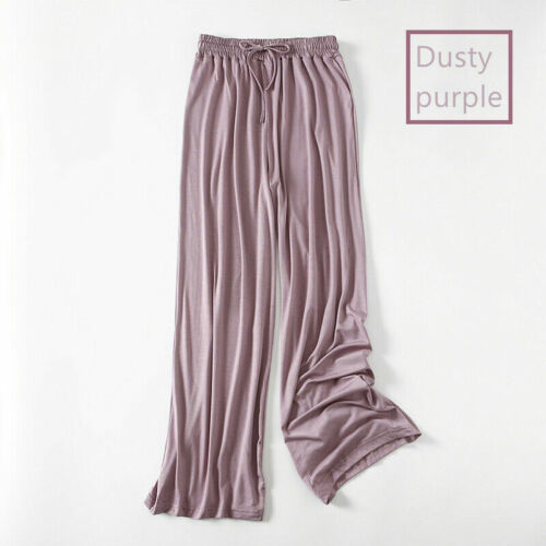 Womens Wide Leg Palazzo Pants Modal Trousers Pajamas Drawstring Loose Yoga Soft - Picture 16 of 20