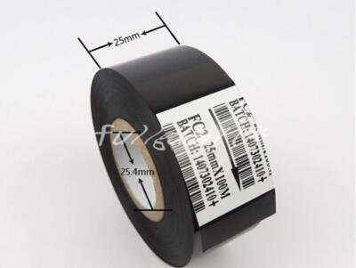Black Hot Stamp Ribbon FC2 25mm x 100m For Coder Printer Machine 10 Rolls