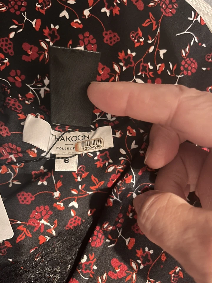 THAKOON 花卉印花长裙 M 码 | US 6 黑色红色花卉迷笛长裙 — 第 4/4 张图片