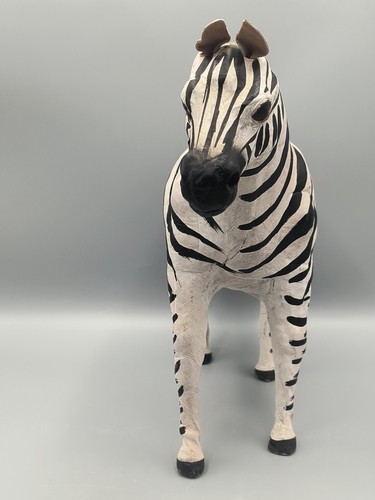 Vintage Leather Wrapped Zebra 12" Figurine Black & White Handmade Hand-painted - Picture 4 of 5