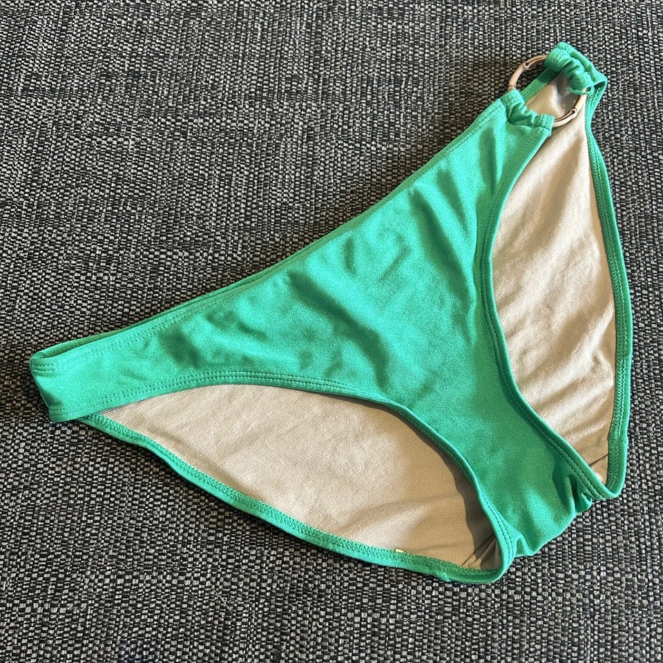 Bikini Bottoms Size 10 F&F Green Shimmer Ring Full Holiday Swimwear