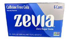 Zevia Caffeine Free Cola Non-GMO Naturally Flavored Zero Sugar Soda Pop 6 pack