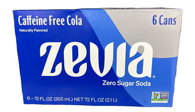 Zevia Caffeine Free Cola Non-GMO Naturally Flavored Zero Sugar Soda Pop 6 pack