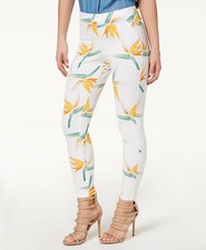 HUE Women's Tropical Floral Simply Stretch Skimmer Leggings, White