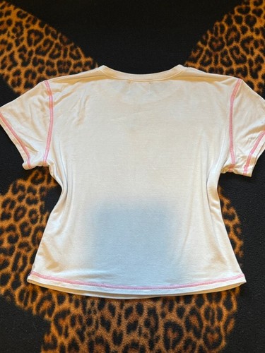 omighty white & pink rabbit headphones graphic print baby tee crop top - Picture 4 of 4
