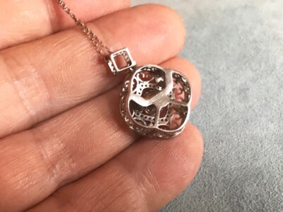 Signed GM CN Sterling Silver Filigree Cubic Zirconia Pendant