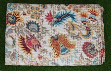 Floral print kantha quilt boho decor cotton bedspread handmade sofa cover quilts