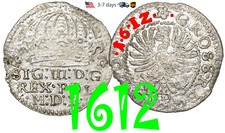 Poland Medieval Sigismund III, Grosze Groschen 1612 Silver Coin #16849