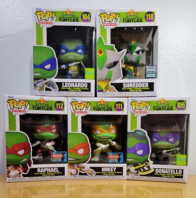 FUNKO POP TMNT POWER RANGERS NYCC EXCLUSIVE MIKEY RAPHAEL LEONARDO SHREDDER LOT