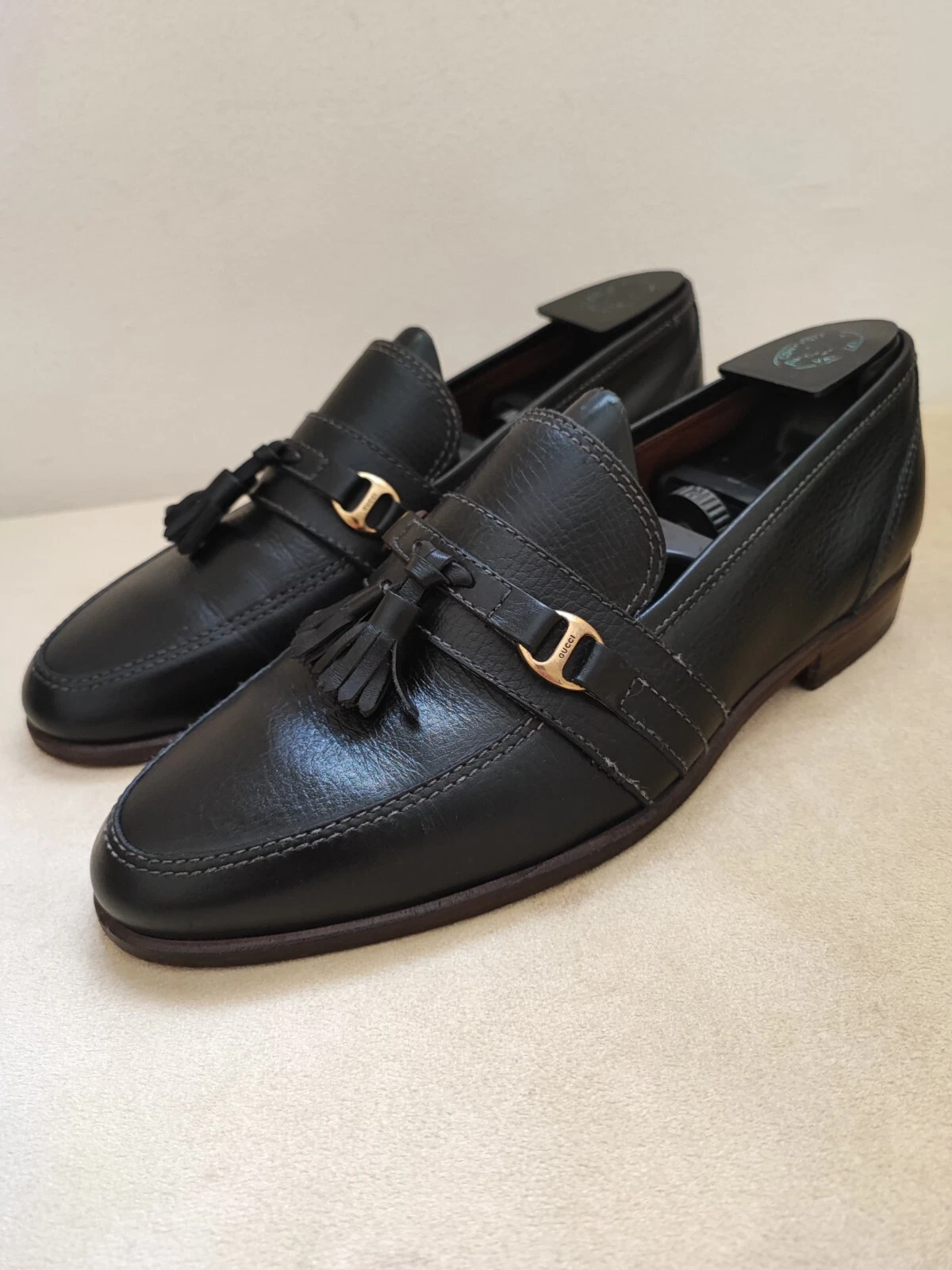 Mocassins vintage Gucci en cuir noir taille 9US