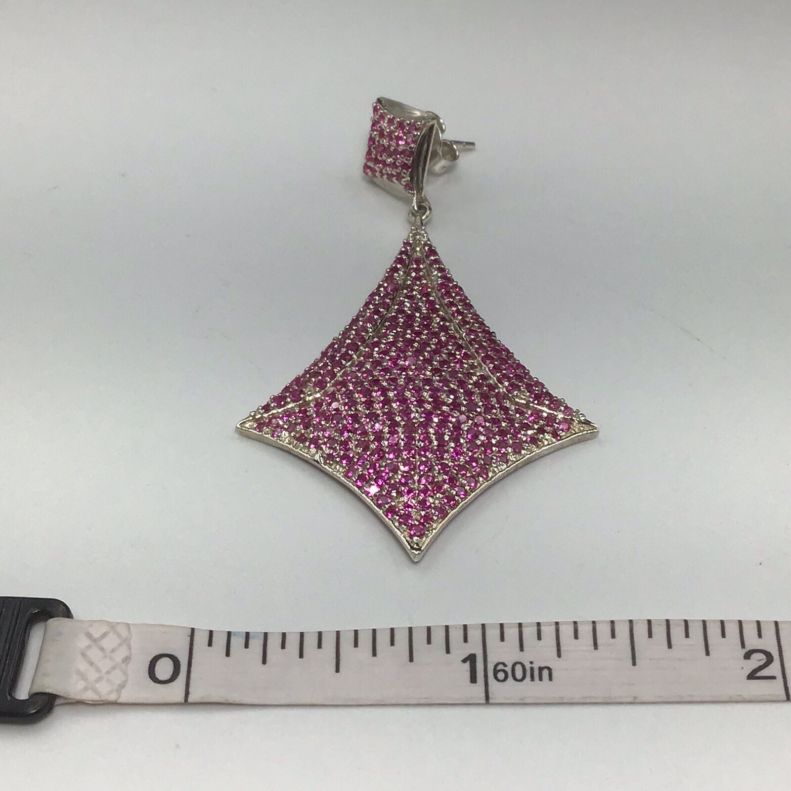 Sterling Silver Large Dangle Ruby  Earrings 2.5” - image 5