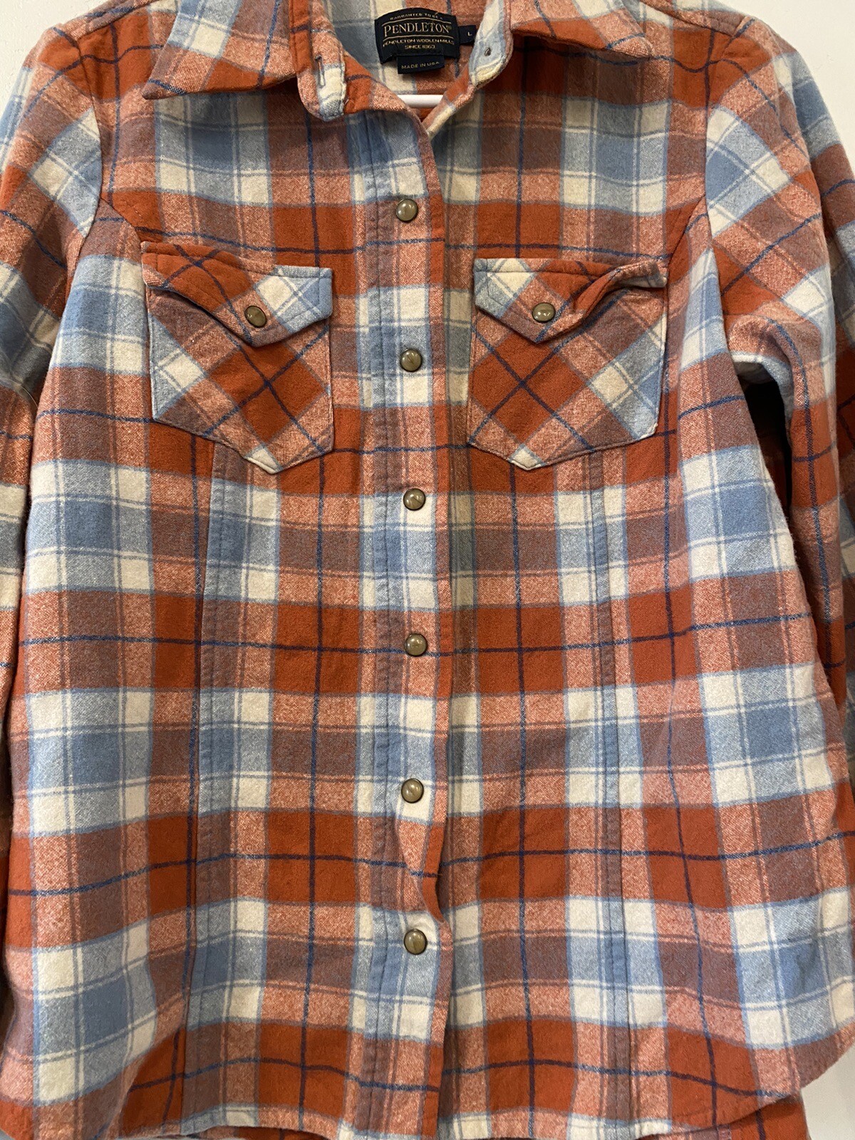Pendleton Wool Button Down Shirt Size Large Orang… - image 2