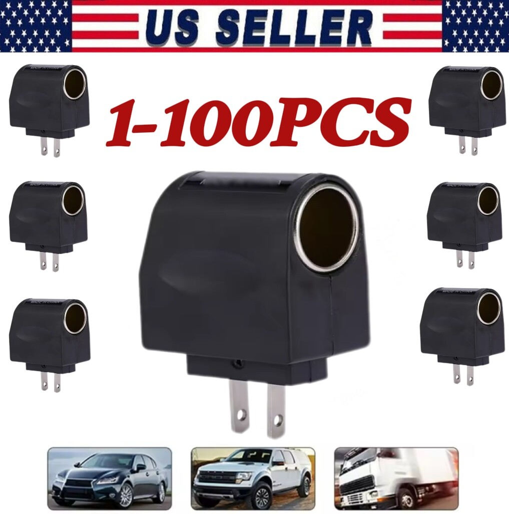 100 cigarette adapter 100-240V AC To 12V DC Car Cigarette Lighter Socket Power Adapter Converter  LOT