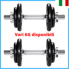 Peso pesi manubri manubrio set palestra kit ghisa 5 10 20 30 kg + ferma dischi 