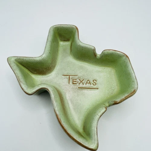 Vintage Frankoma Pottery 6” Prairie Green Texas Incised Ashtray #459
