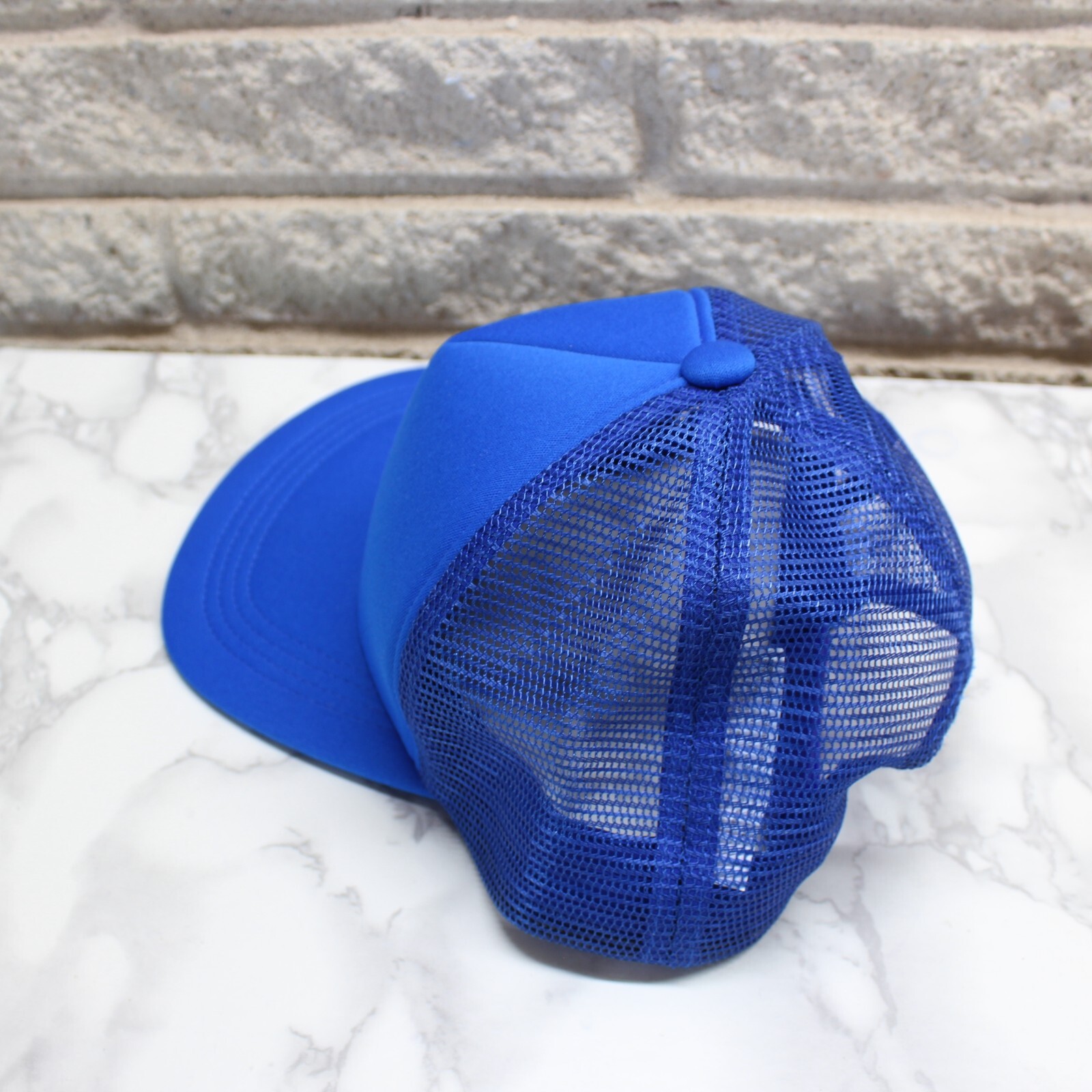 Solid Blue Trucker Ball Cap Hat Snapback - image 3