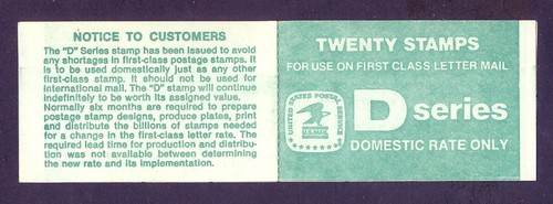 US 2113 'D Rate' Domestic Use Only, Booklet Cover and Pane/10, Mint NH - Picture 2 of 2