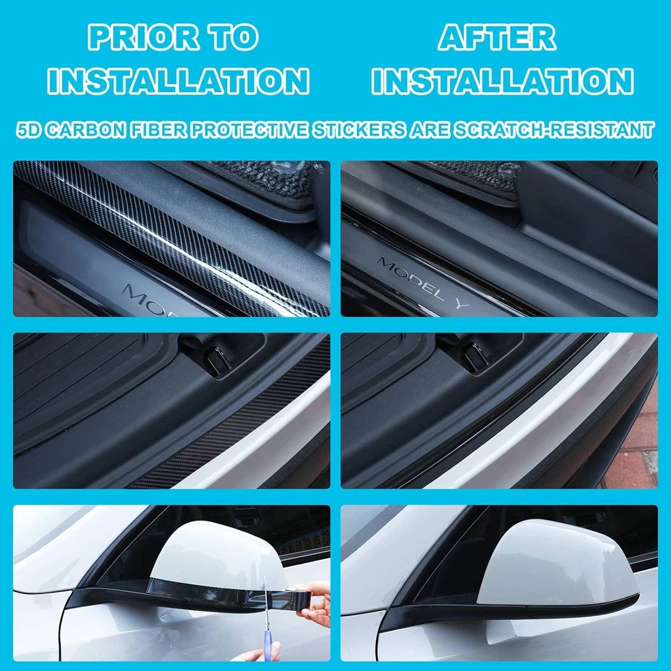 Carbon Fiber Vinyl Car Door Sill Scuff Cover Plate Sticker For Great Wall Protec - image 3 of 4