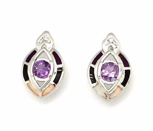 Orecchini A Cuore In Ametista Naturale – Argento Sterling 925 – Piccoli, Ipoallergenici