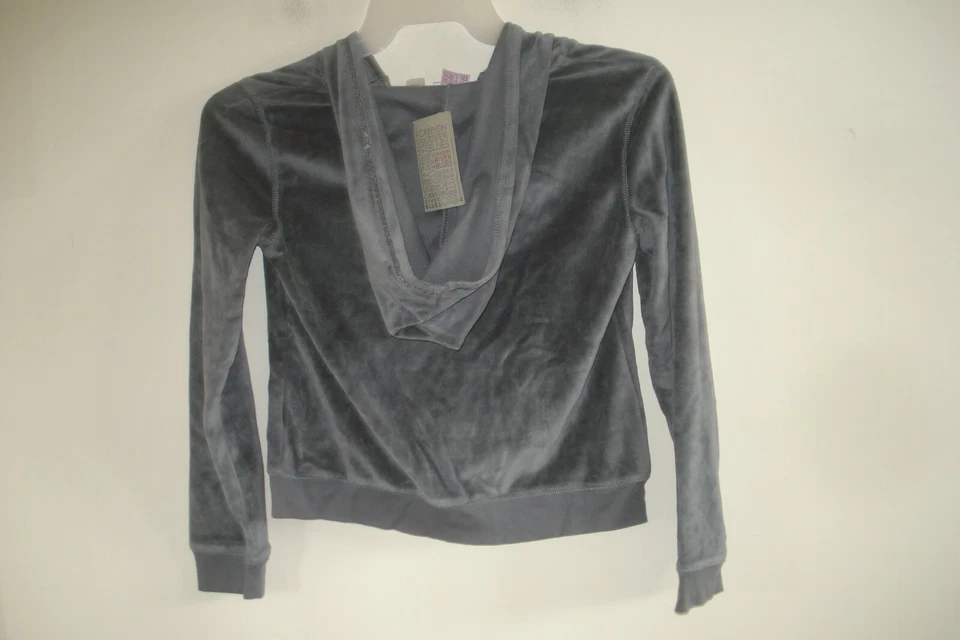 Girls Hooded Sweatshirt Velour Avail Sizes 14/16 & 18 Gray Nwt - Image 2 of 2